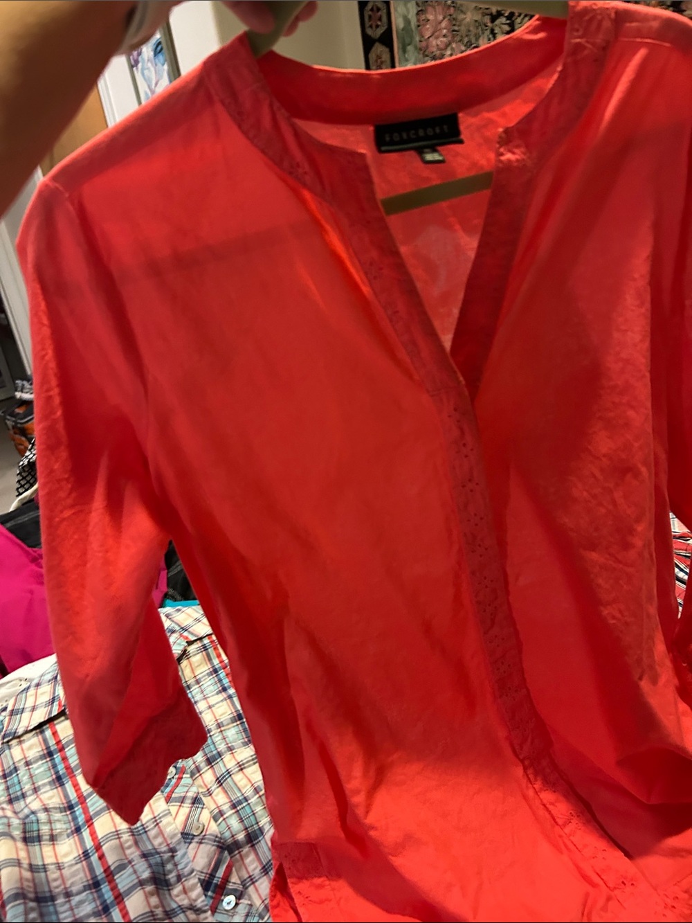 Women’s Long-Sleeve Tunic Top in Coral - Lightweight Cotton